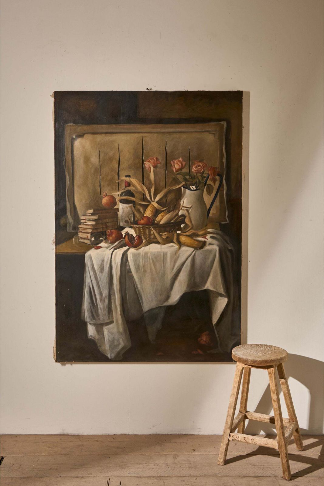 Very Large Mid 20th Century Oil On Canvas Still Life Painting photo furniture