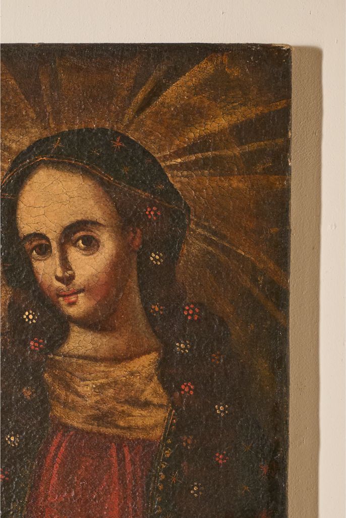 Small 17th Century Oil On Canvas Of Mary photo furniture