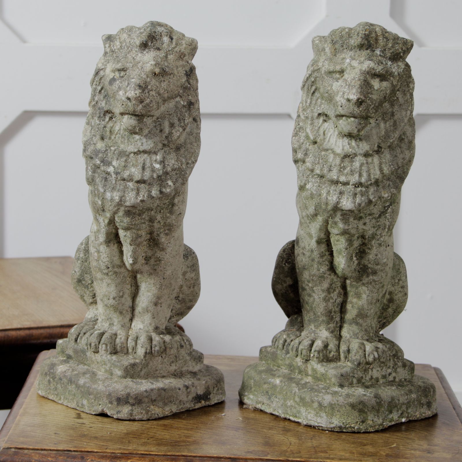 Pair Of Vintage Concrete Lions photo for sale