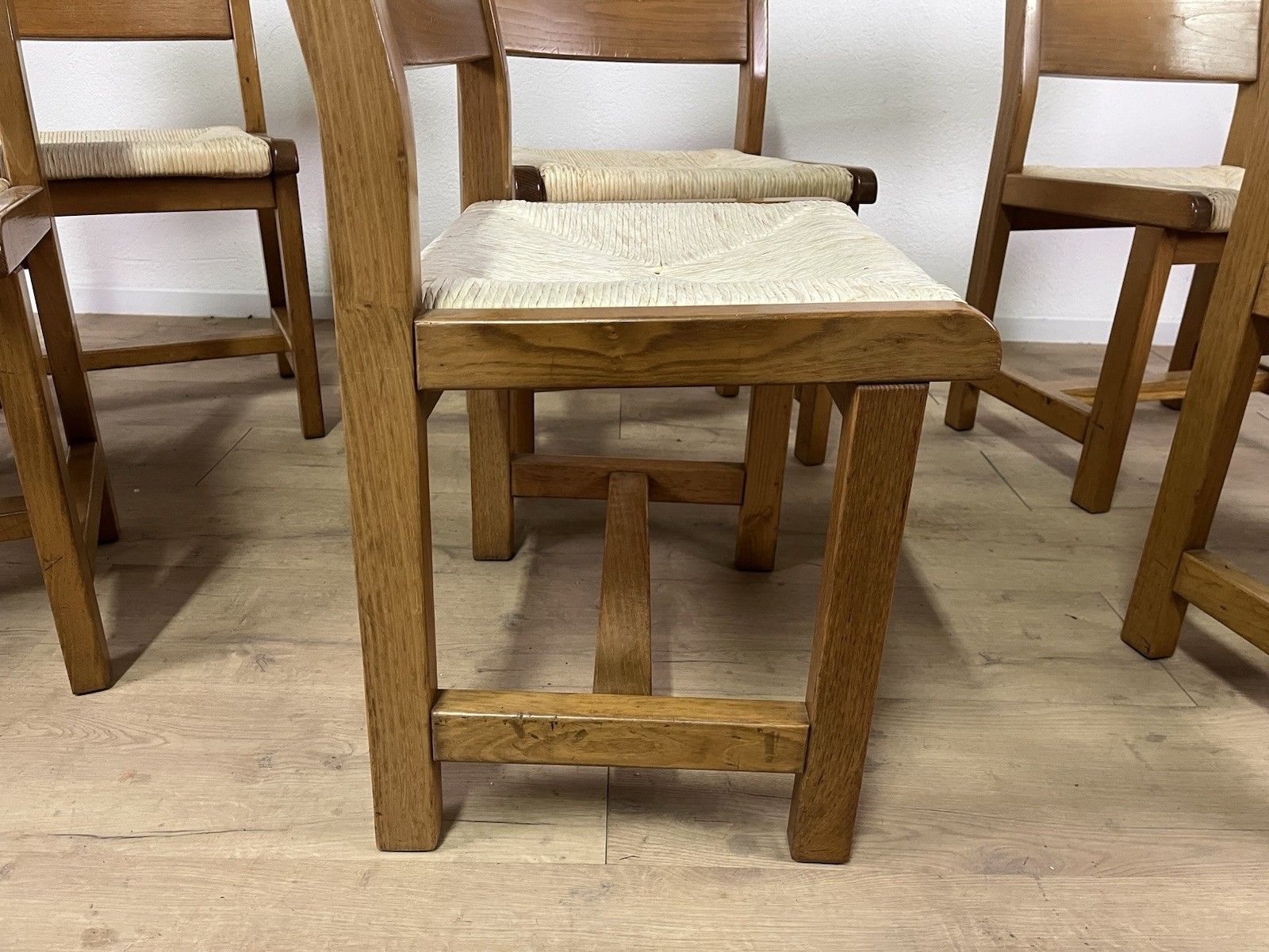 Set Of 6 Tarpac Straw Wood Chairs 70’ Vintage Design photo buy