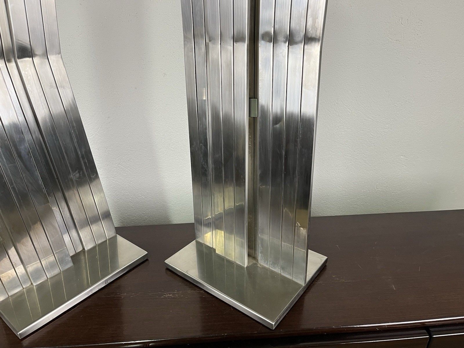 photo vinterior Pair Of Sculptures Steel Refractions Salvatore Messina 60’s Vintage Design