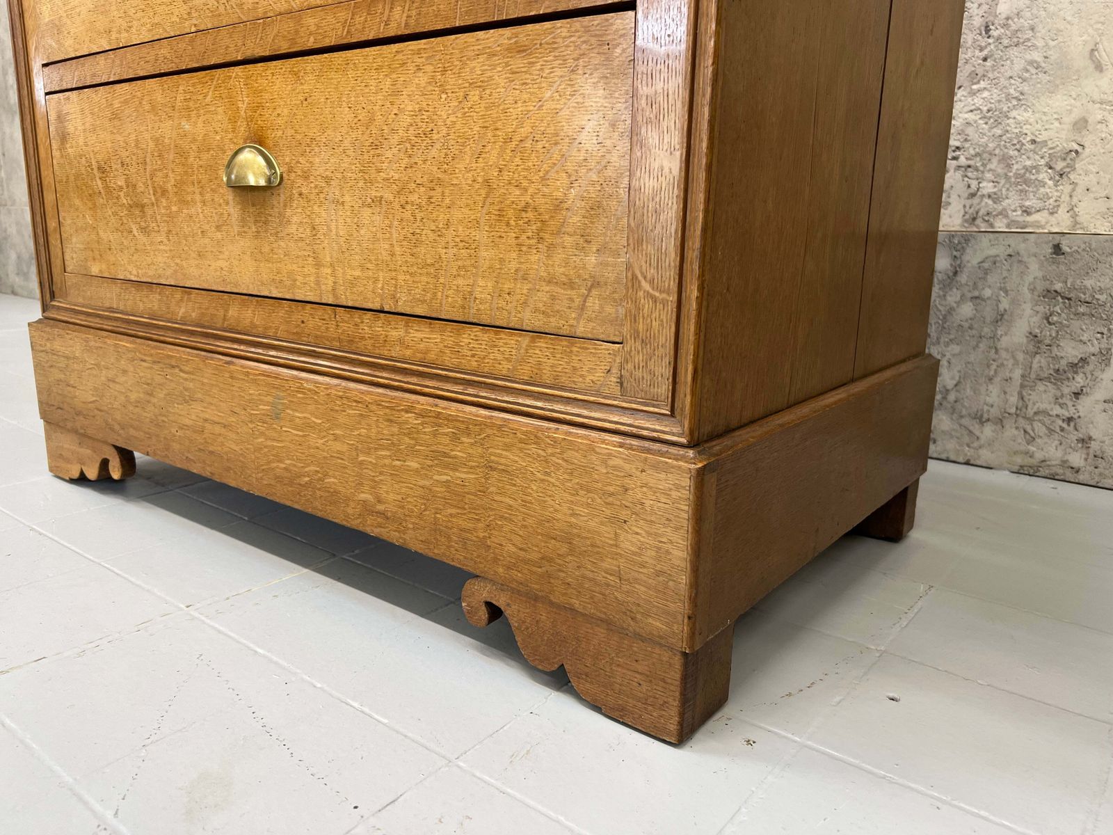 Solid Oak Chest Of Drawers With Cup Handles photo for sale