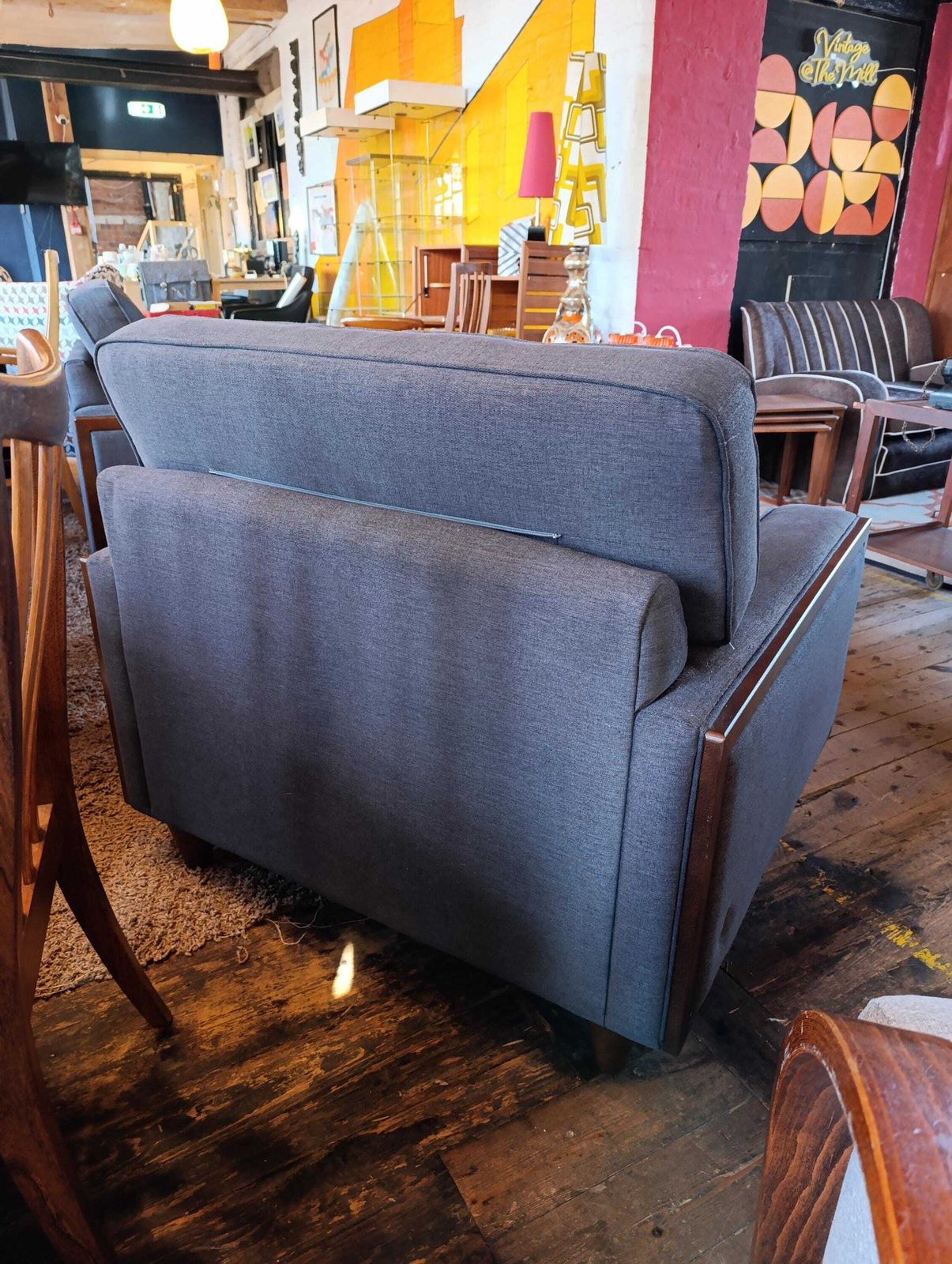 photo for sale G Plan Vintage Agatha Armchair In Blue Fabric With Walnut Frame