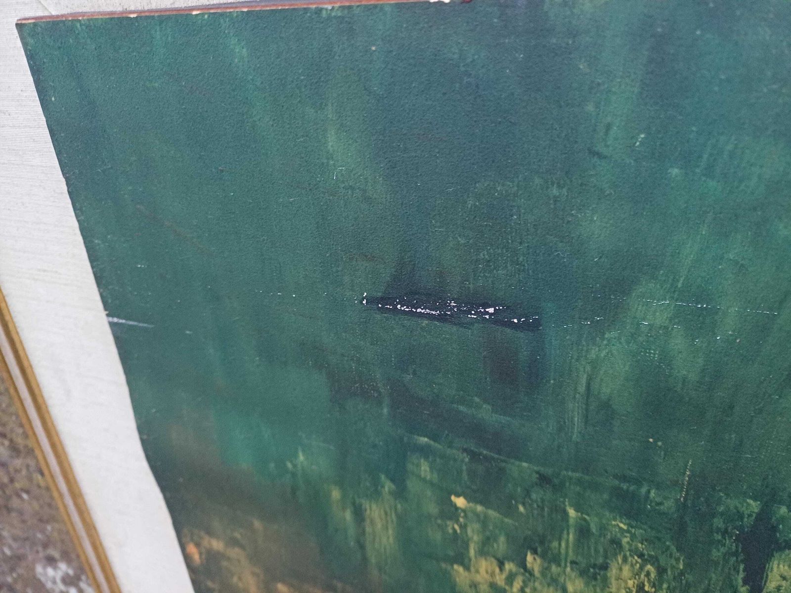 Huge Arts Guild Original Vintage 1970 “The Three Boats” Impressionist Abstract Style Print – Decorative Artists Guild photo vinterior