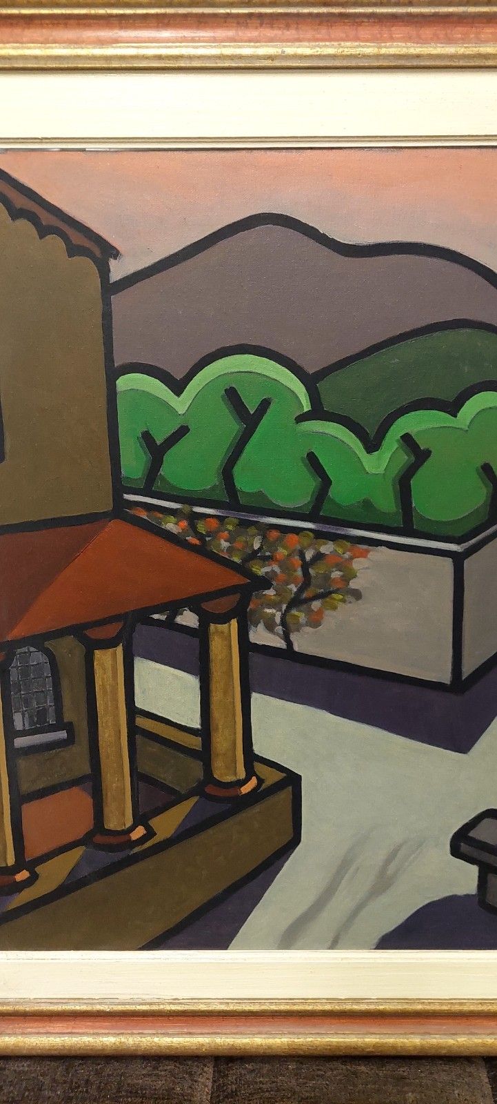 Oil Painting On Canvas The Corner Of The Parish Church Franco Prayer (1924) 70 X 50 Cm photo for sale