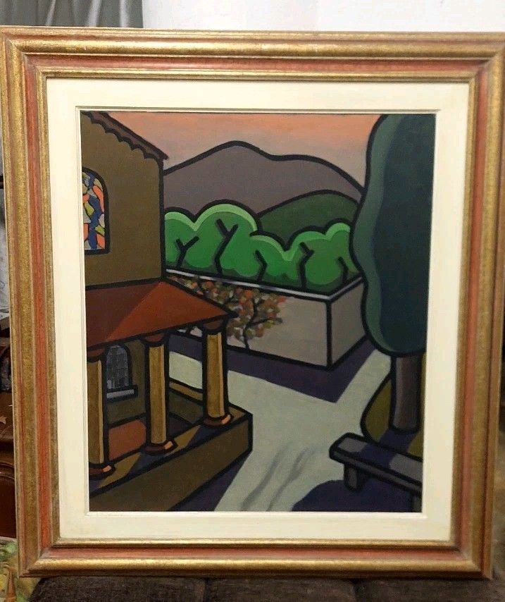 Oil Painting On Canvas The Corner Of The Parish Church Franco Prayer (1924) 70 X 50 Cm photo buy