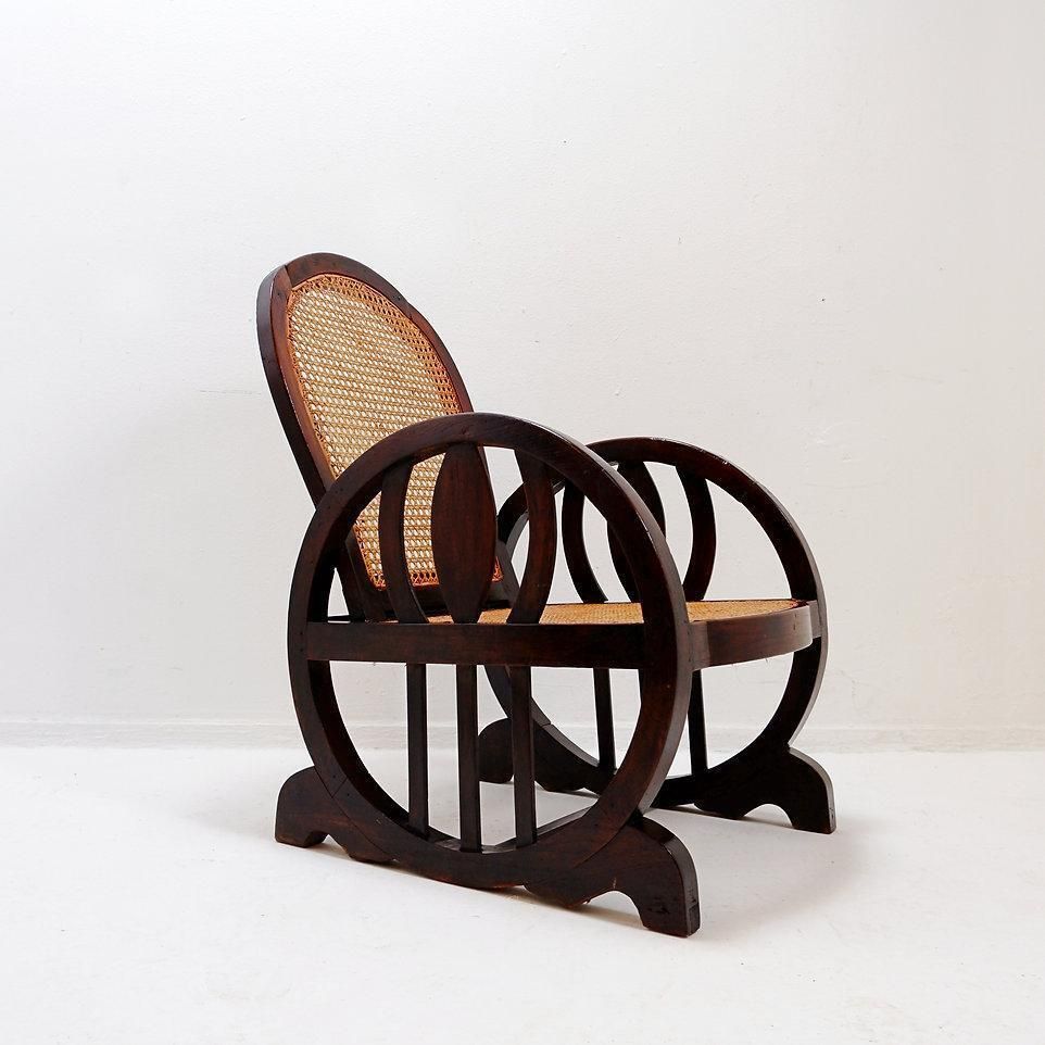 Art Deco Armchairs In Wood, Sitting And Back In Caning, Circa 1930s photo 2404.0