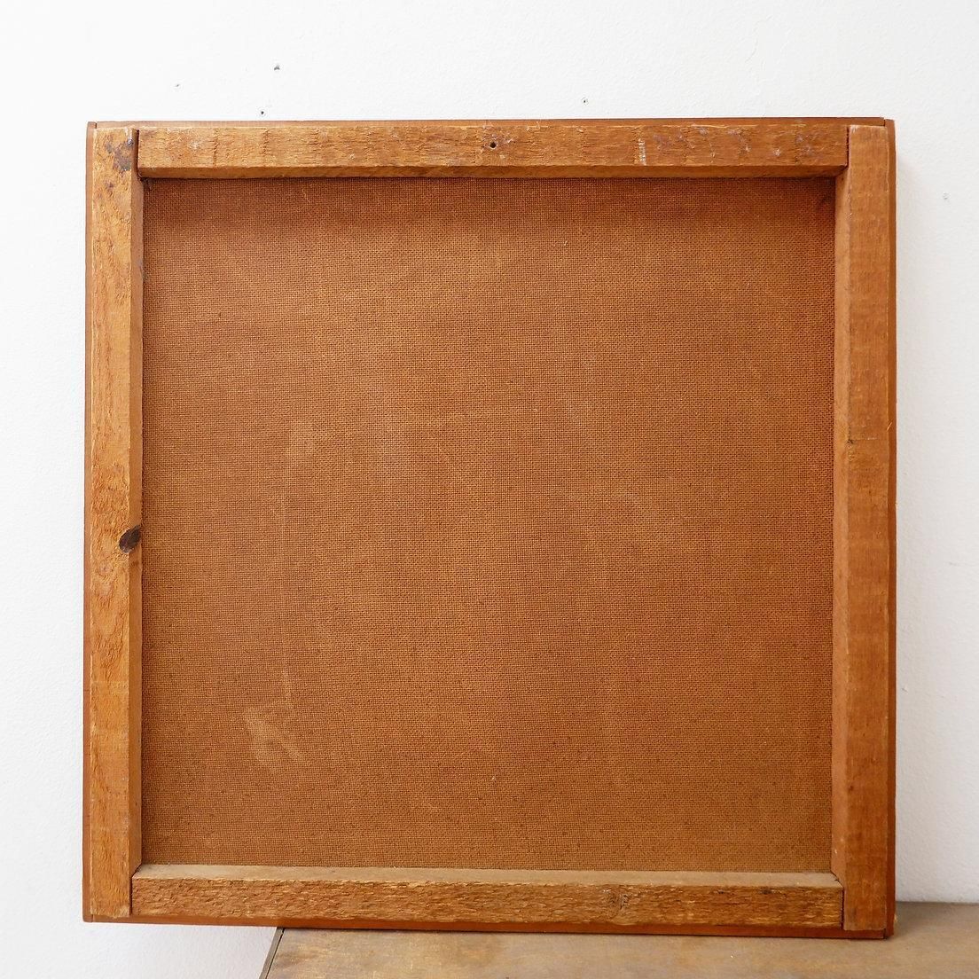 Geometric Abstract Wall Art Painting Panel In Yellow & Orange, 20th Century photo vintage