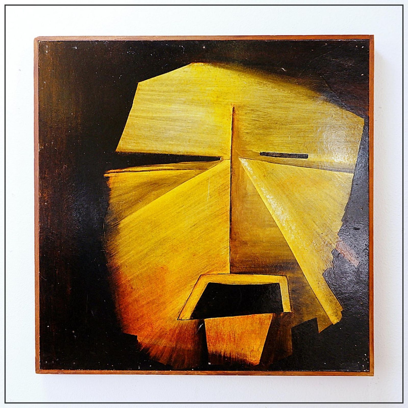 photo furniture Geometric Abstract Wall Art Painting Panel In Yellow & Orange, 20th Century