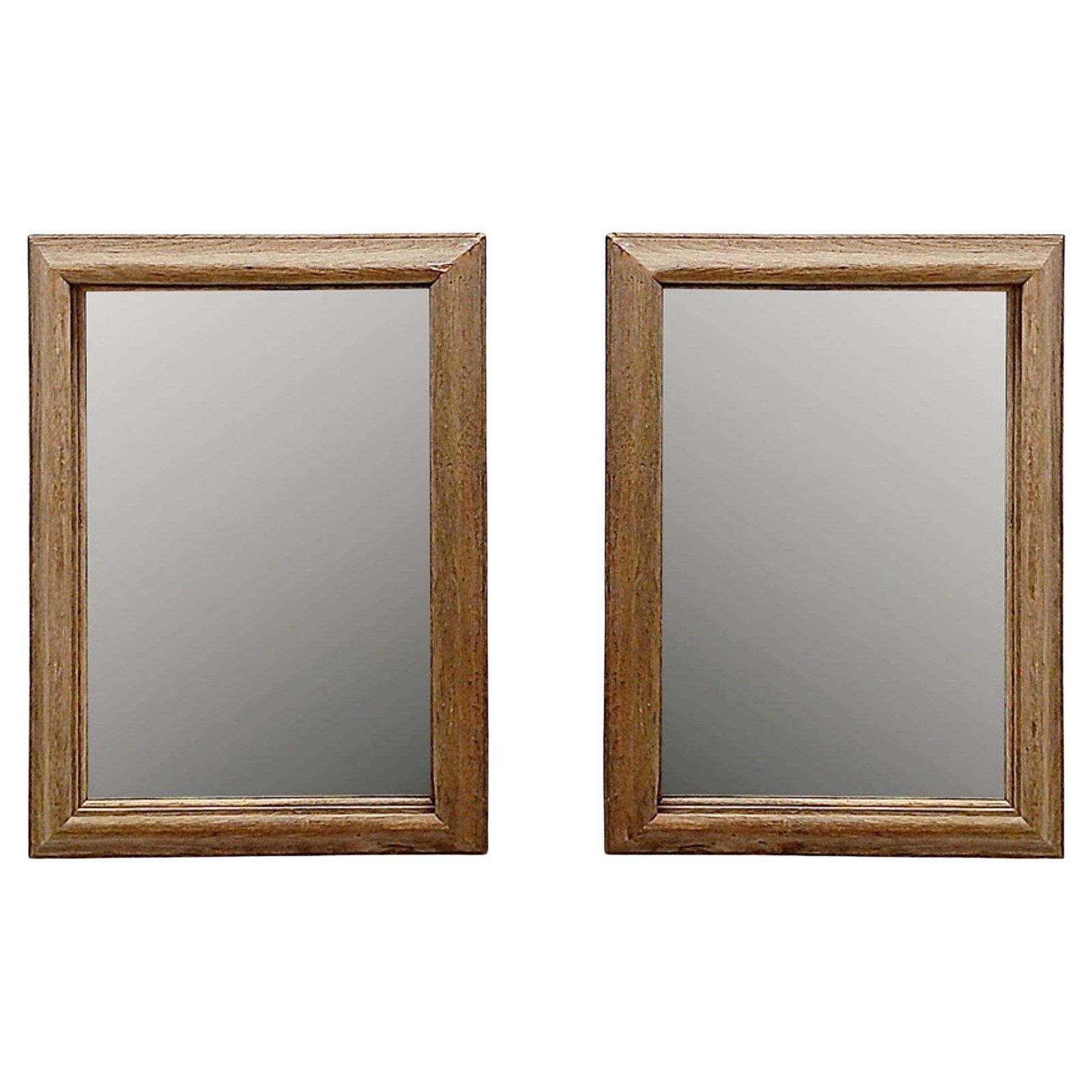 Pair Of Raw Wood Mirrors With A Beautiful Patina   Circa 1950