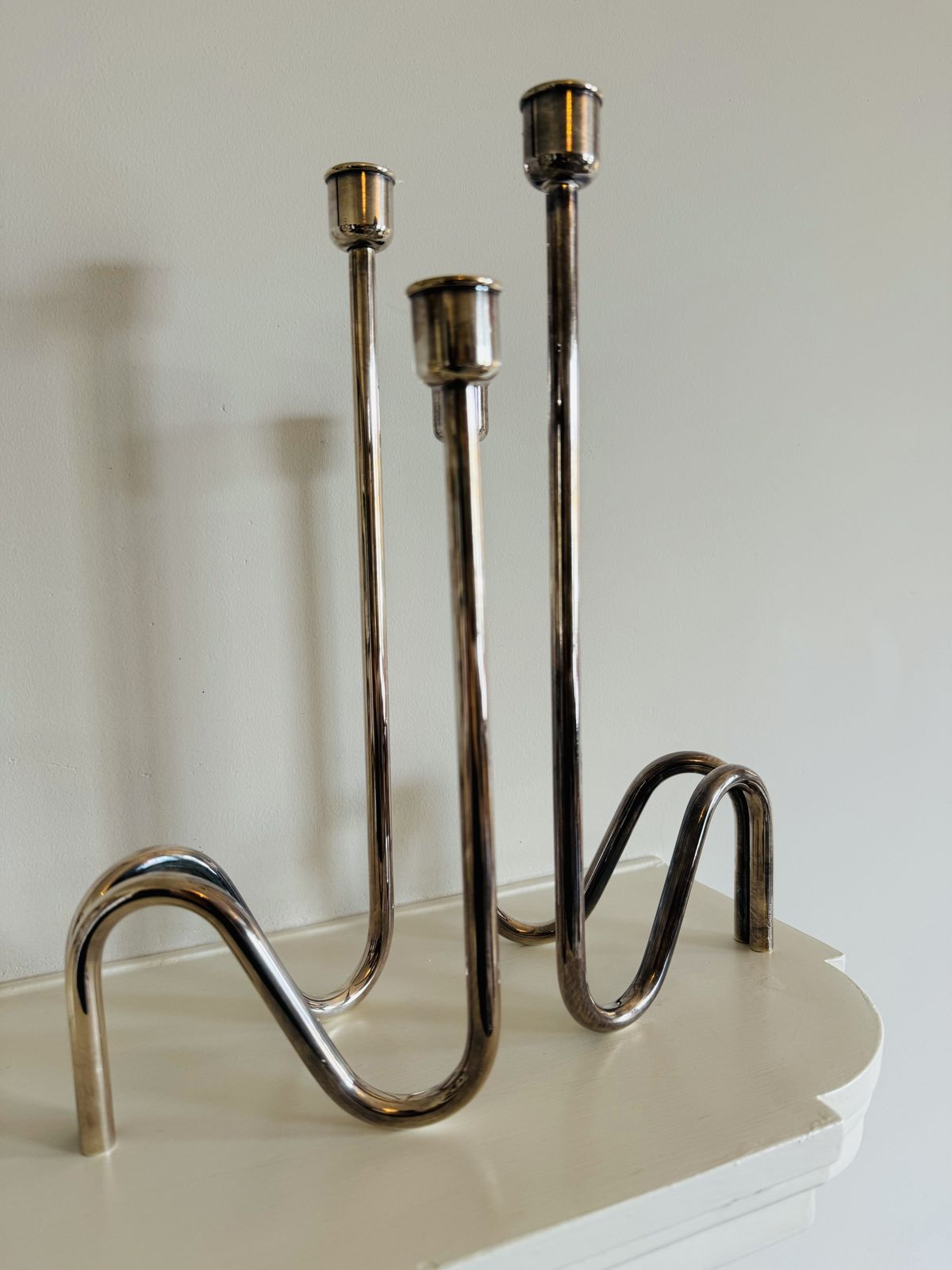 Lino Sabattini Sculptural Silver Plated Pair Of Candlholders photo 800.0