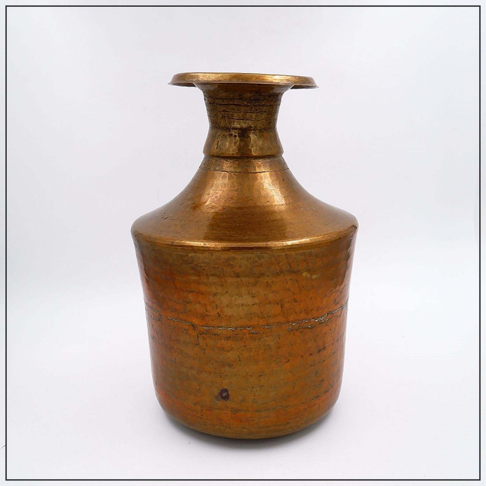 Hammered Copper Pital Ghalcha Vase, Wabi Sabi Style, Nepal Decor photo vintage