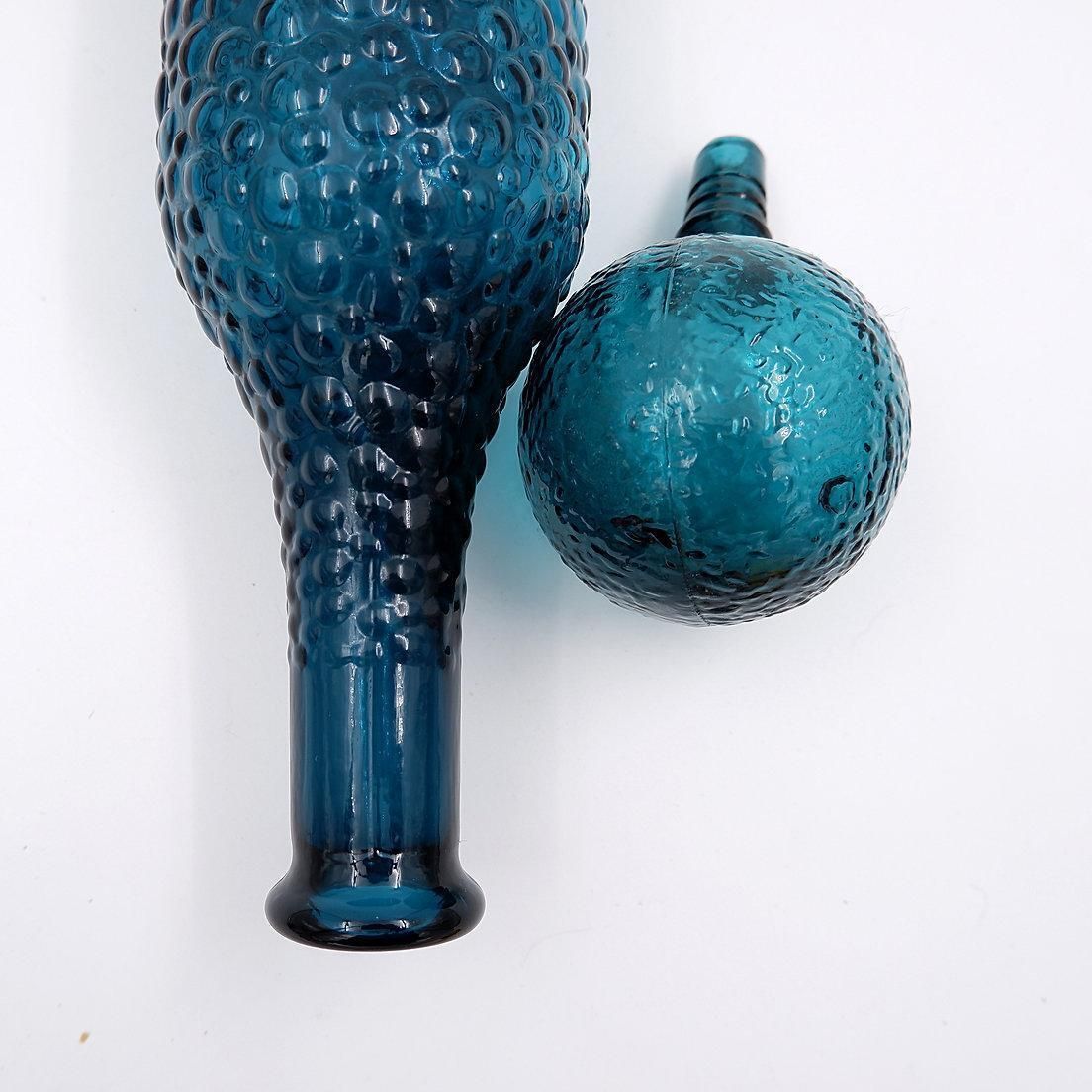 photo furniture Mid Century Italian "Genie" Bottle In Blue Empoli Glass   1960s
