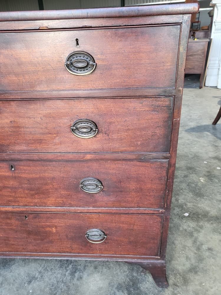 Antique Georgian 2 Over 3 Chest Of Drawers Splayed Legs photo vintage