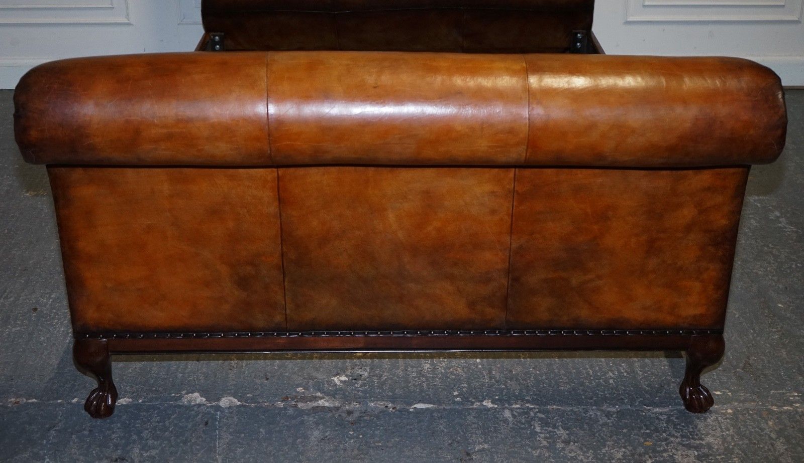 Kingsize Hand Dyed Leather Bonaparte Carved Bed And So To Bed Rrp £14,000 photo Furniture