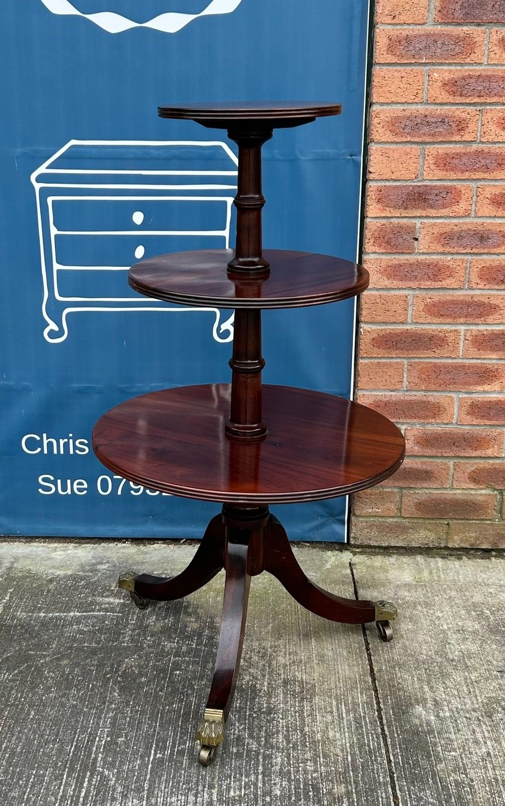 photo buy Quality Reproduction Antique Regency Style Mahogany Three Tier Dumb Waiter Stand