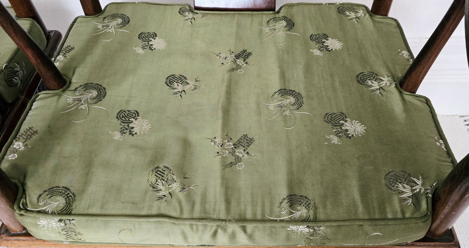 A Pair Of Chinese Qing Dynasty Hardwood Chairs With Original Cushions. photo 795.0
