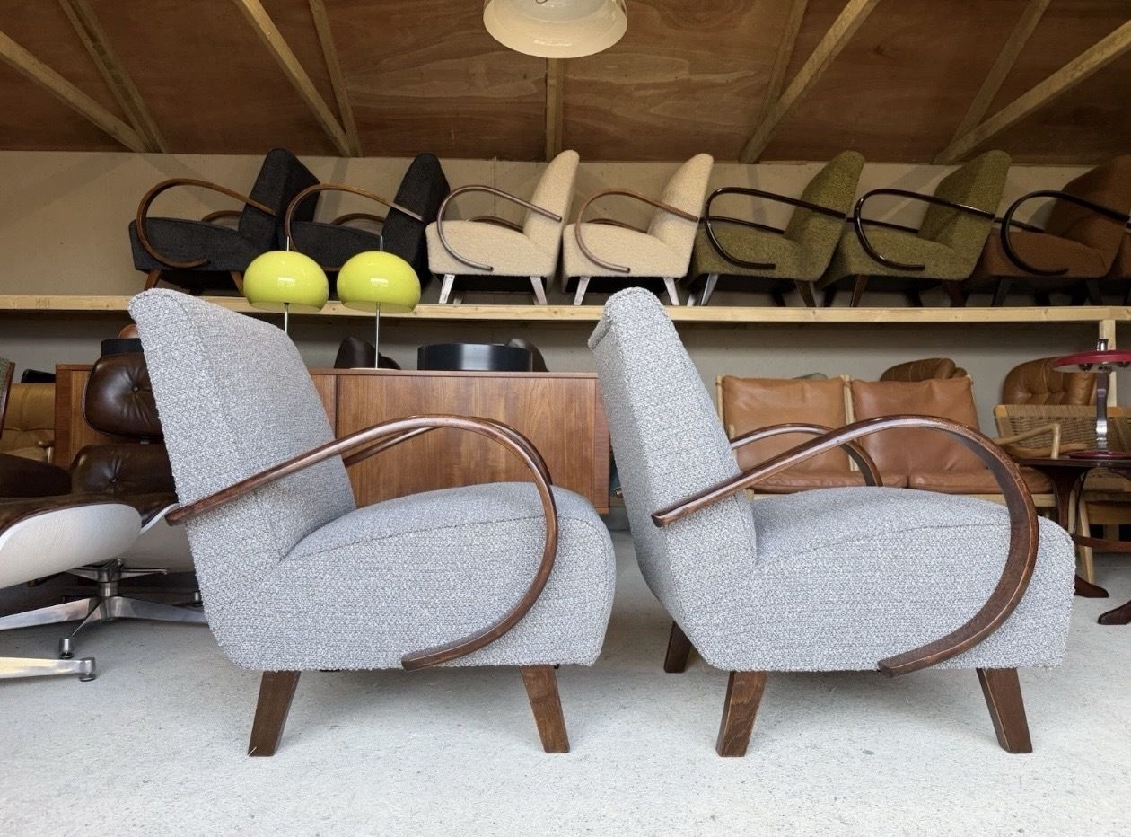 Pair Of Jindrich Halabala Armchairs, Art Deco, Vintage, Retro, Mid Century