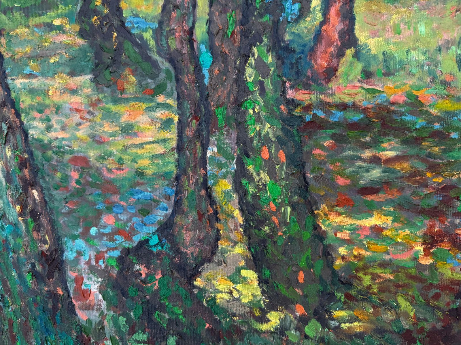 photo furniture Ramon Perez Barril Mediterranean Forest Landscape Oil Painting Post Impressionist Spanish Woodland 1990