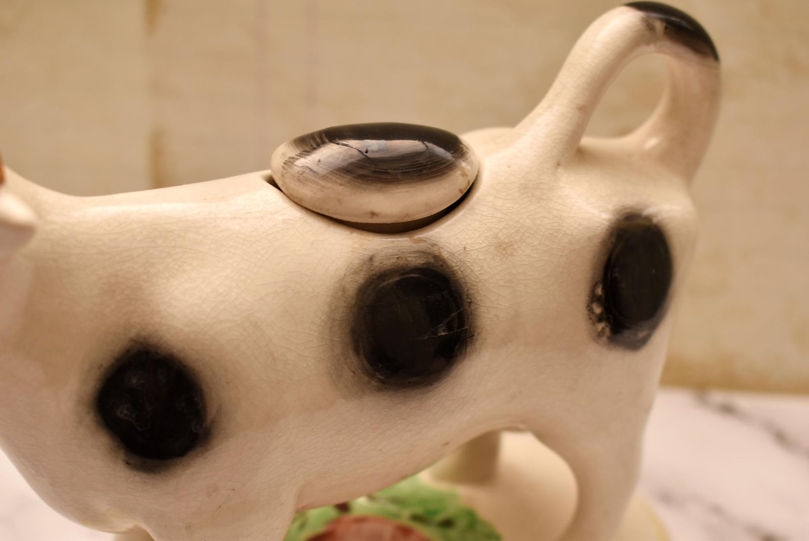 Staffordshire Cow Creamer   Gorgeous Large Porcelain 19th Century Jug With Lid photo Home Decor