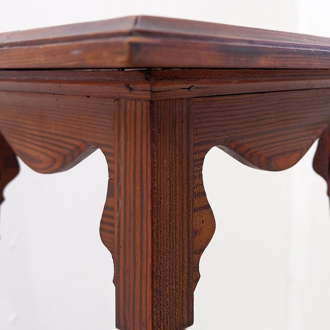 Antique Wooden Sellette Plant Stand, Art Nouveau Vintage Design photo for sale