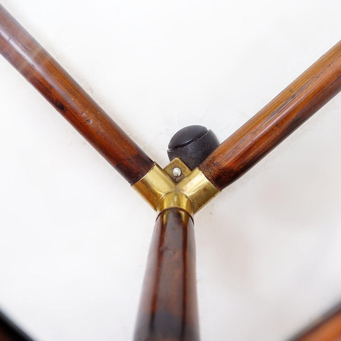 photo furniture Coffee Table In Bamboo And Brass With Glass Top, 60s