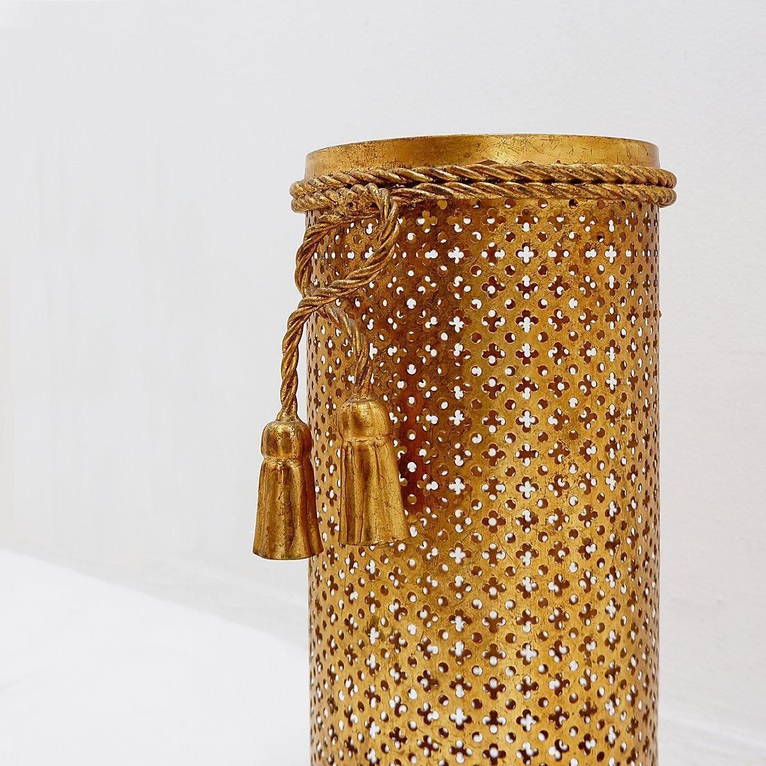 Home Decor Hollywood Regency Golden Umbrella Stand By Li Puma Firenze, Italy 1950s photo