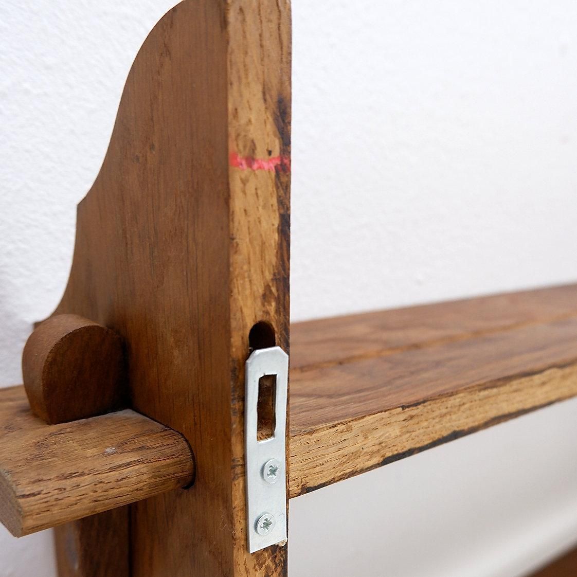 Mid Century Arts & Crafts Style Pegged Wall Hung Shelves photo for sale