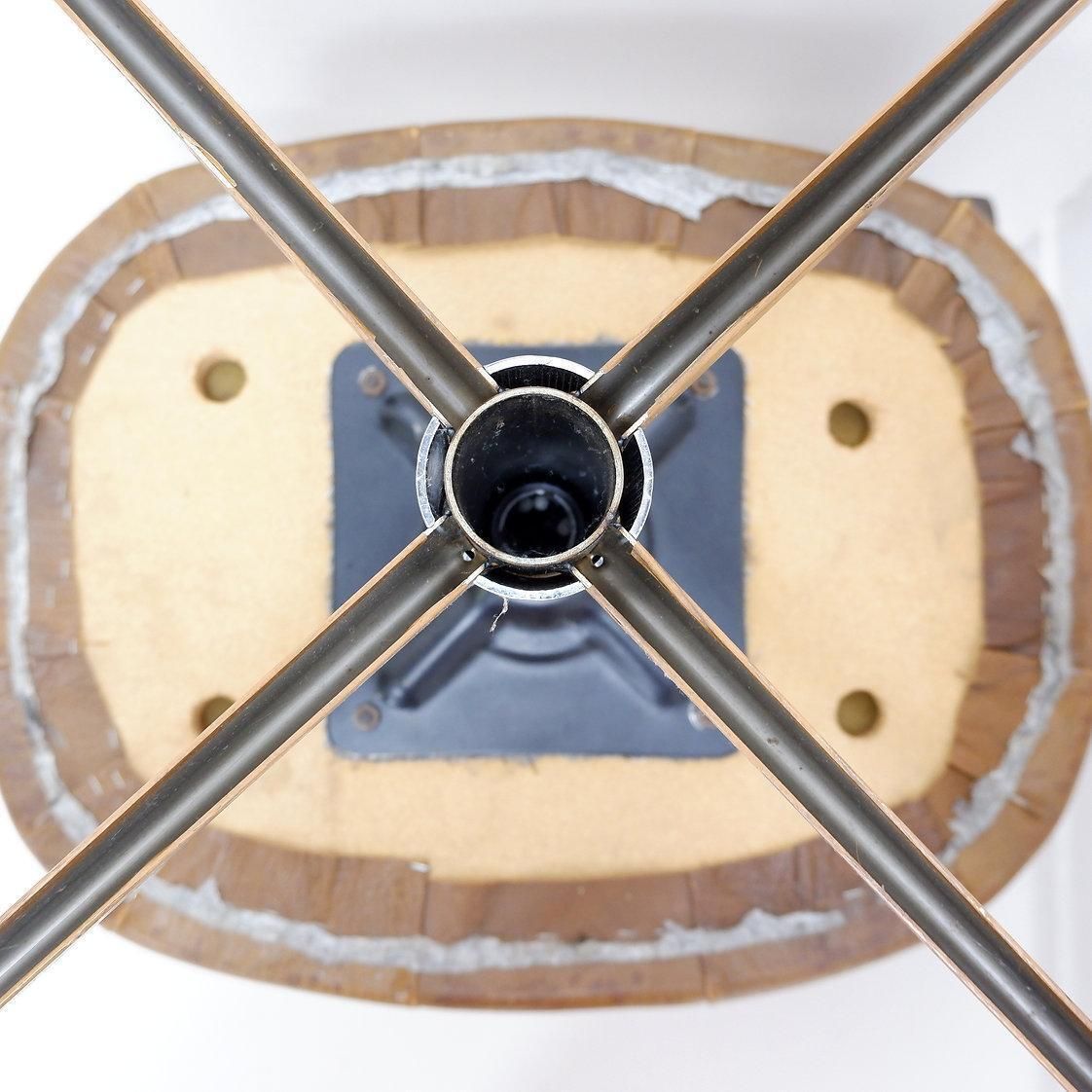 photo for sale Swivel Footrest In Brown Leather With Metal Base   De Sede, Switzerland.