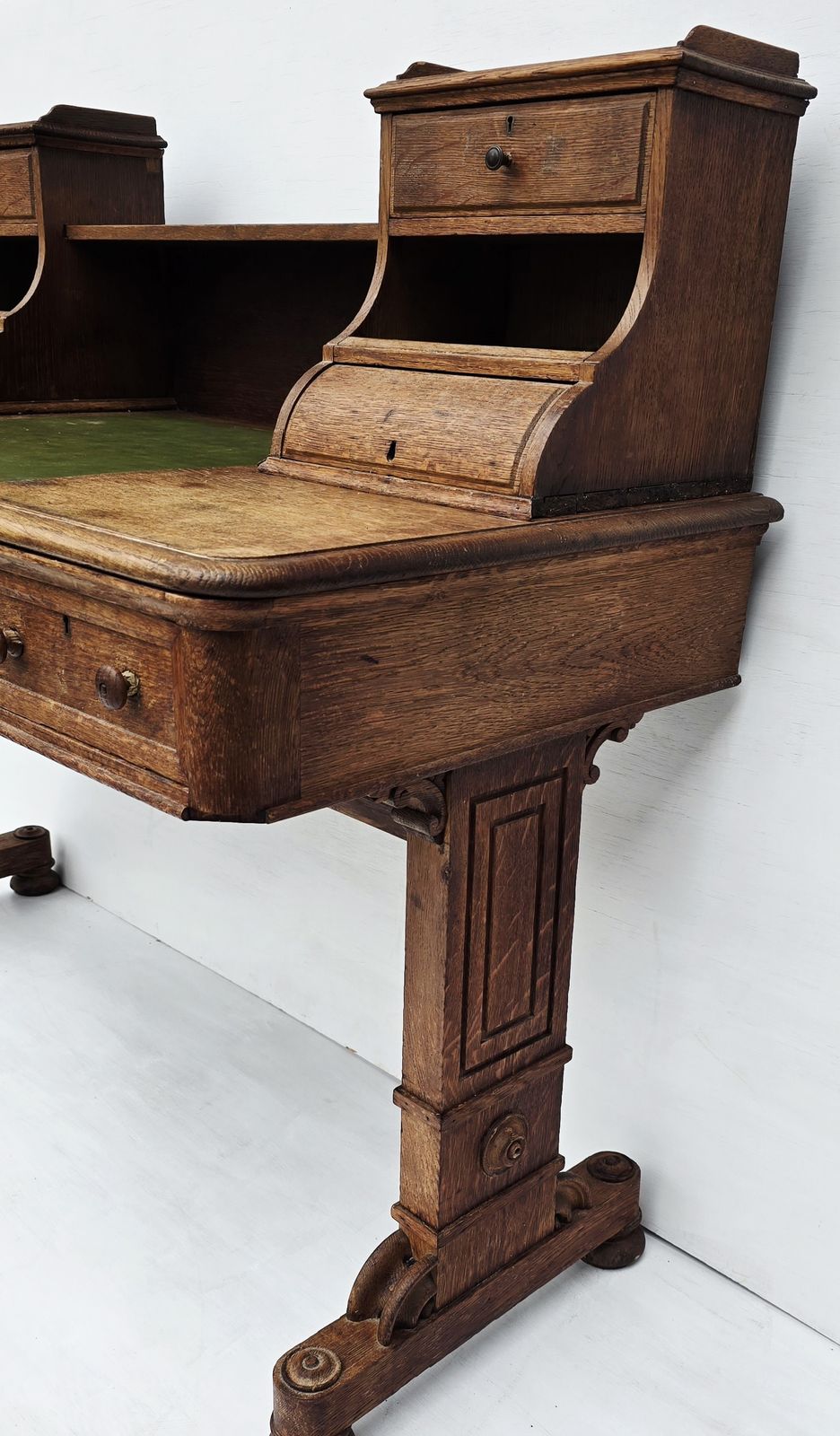 An Antique Carved Oak Clerk's Desk, Mid 19th Century. photo Furniture