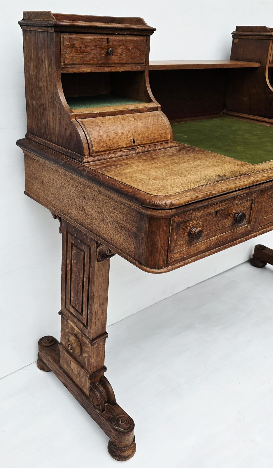 An Antique Carved Oak Clerk's Desk, Mid 19th Century. photo 450.0
