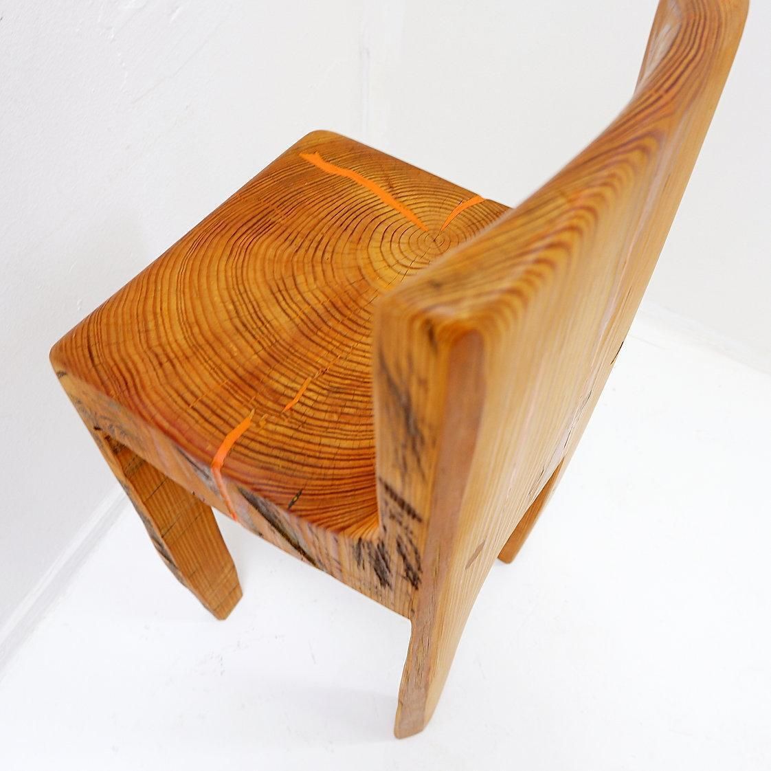 photo buy Sculptural High Chair In Brutalist Style In Solid Oak Inspired By Wabi Sabi