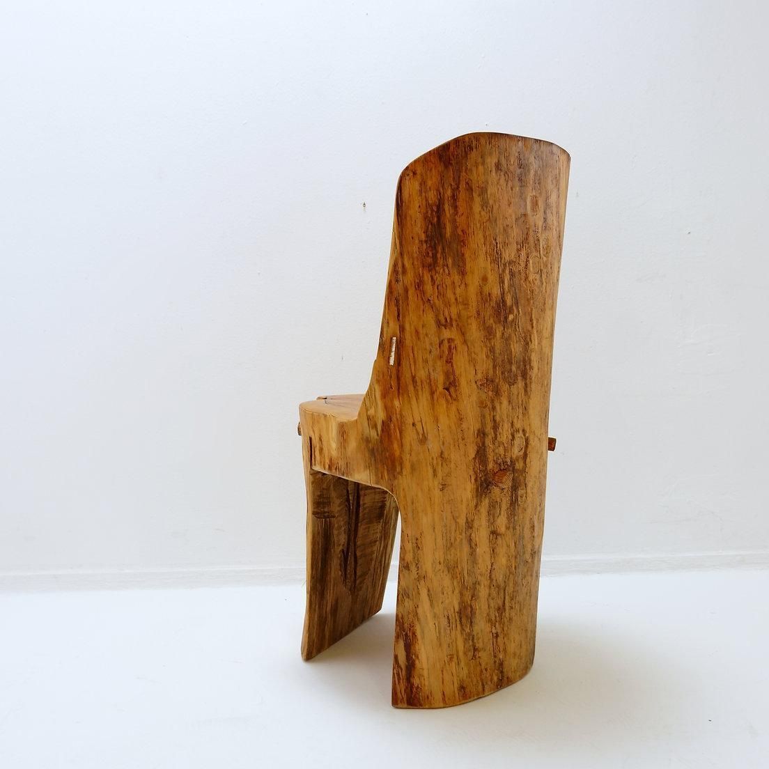 photo buy Sculptural Brutalist Chair In Solid Oak In Wabi Sabi Style