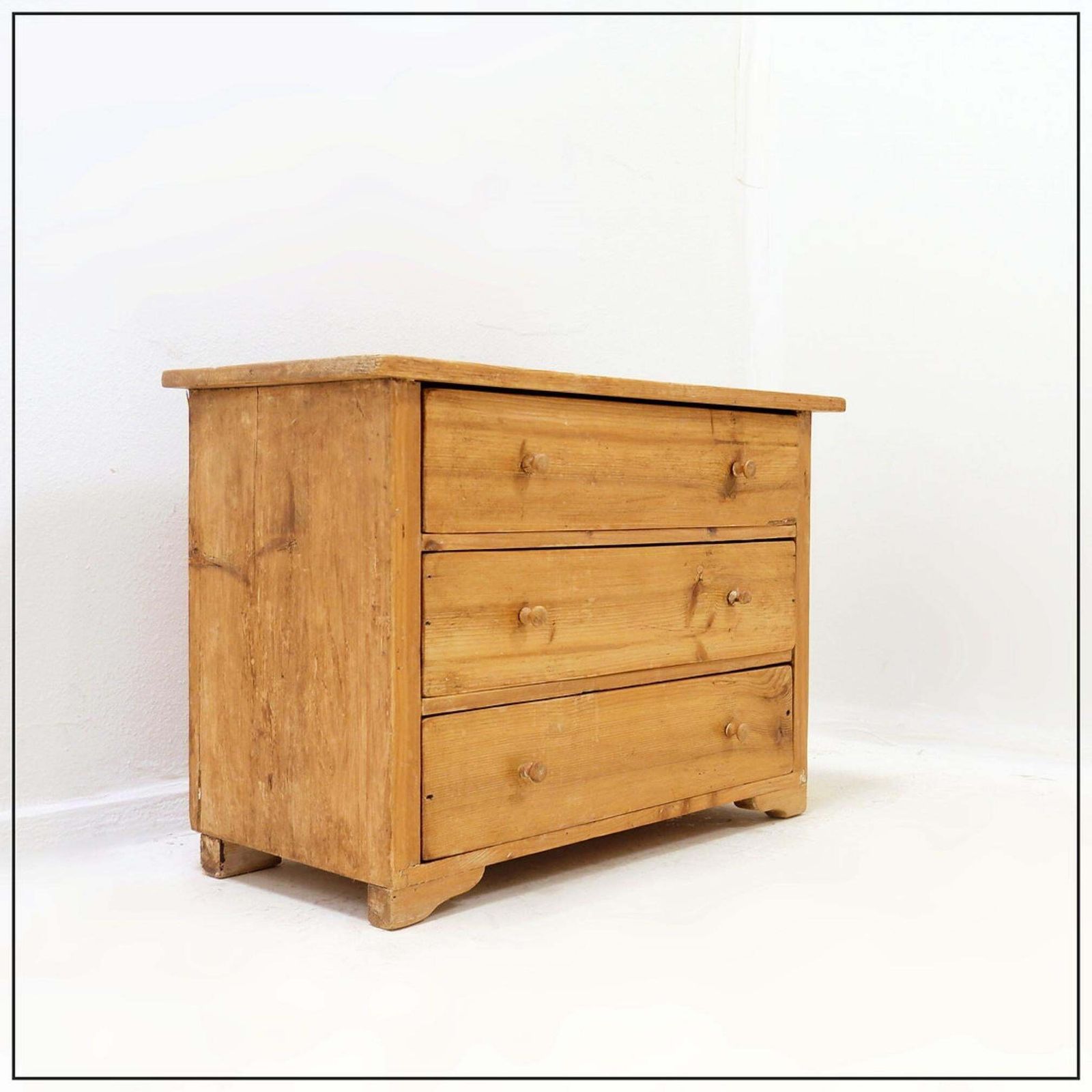 photo for sale Small Antique Chest Of Drawers In Solid Wood With 3 Drawers