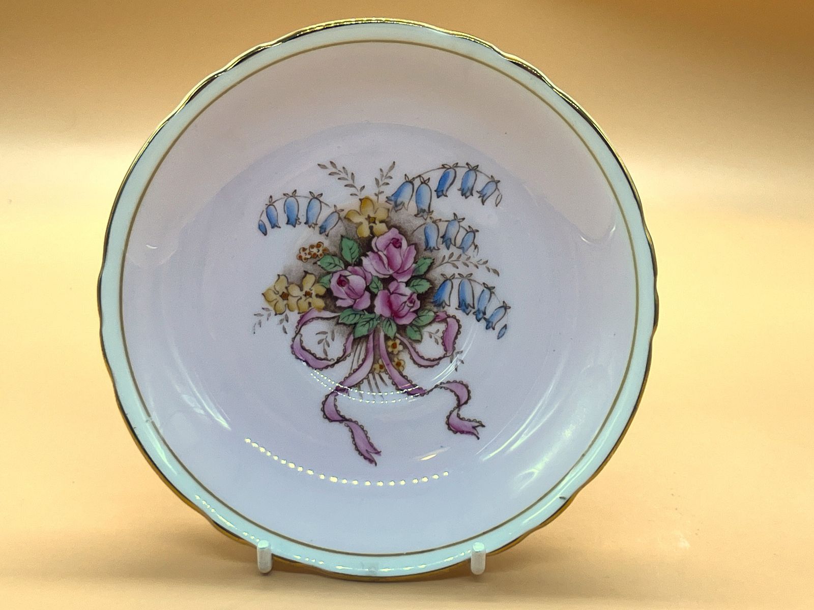 Art Deco Paragon China Double Warrant Queen Mary Mother On Pink Chintz Tea Cup And Saucer Duo. No. A1296. photo for sale
