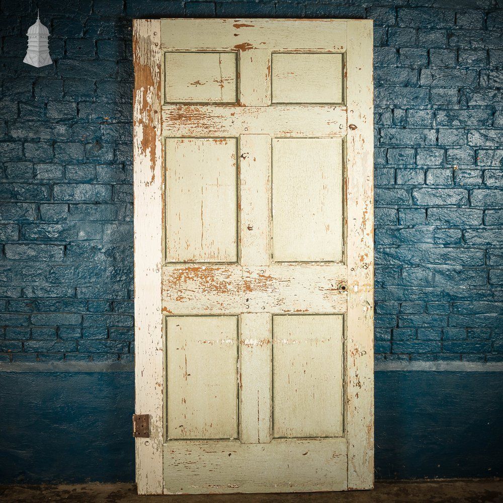 Home Fixtures 6 Panel Door, Six Moulded Panels, White & Green photo