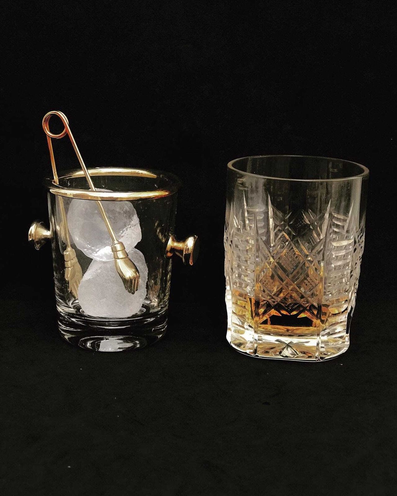 Vintage Reims France Glass Mini Ice Bucket Sugar Bowl & Ice Tongs Set photo furniture