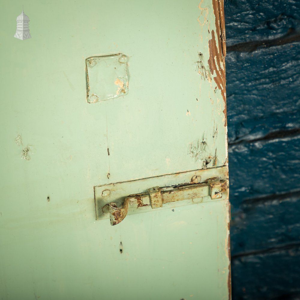 Plank & Ledge Door, Reclaimed With Green & White Paint photo vinterior