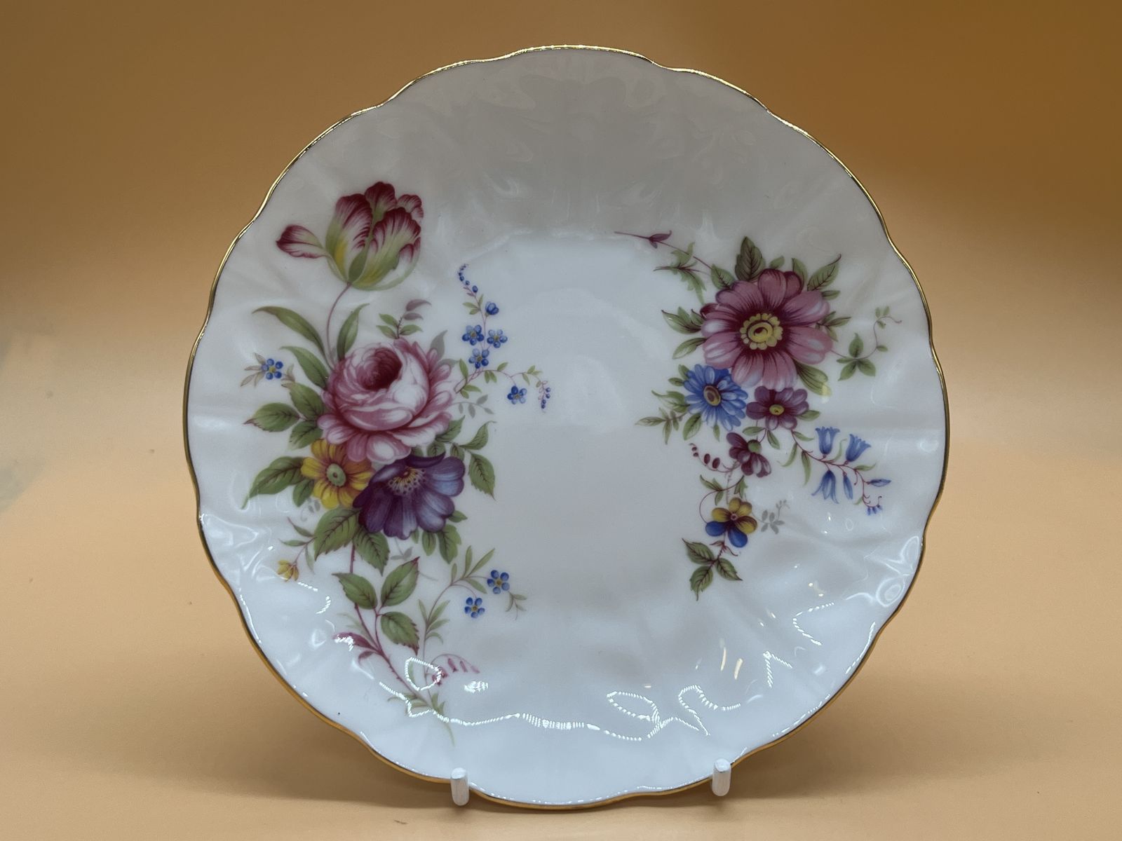 photo for sale Vintage Aynsley China Howard's Spray Design Crocus Shape Tea Set For 2. Teapot, 2 Trios, Creamer & Sugar.
