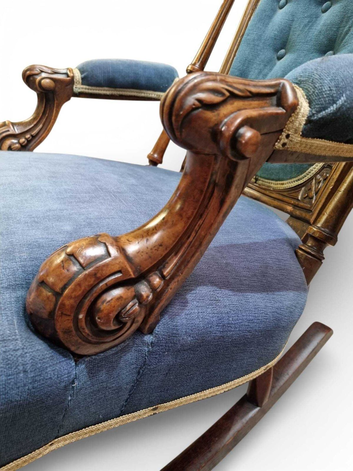 Antique Victorian Style Upholstered Rocking Chair / C1880 photo Furniture