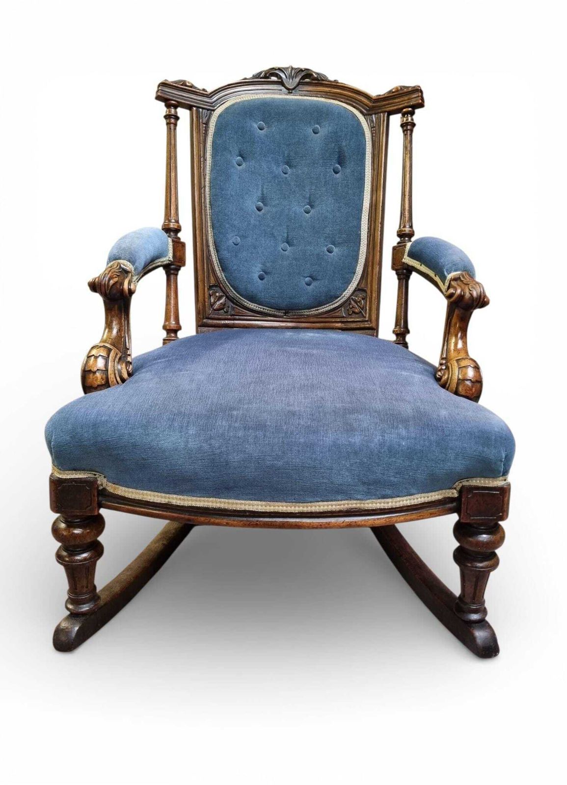Antique Victorian Style Upholstered Rocking Chair / C1880 photo 489.0