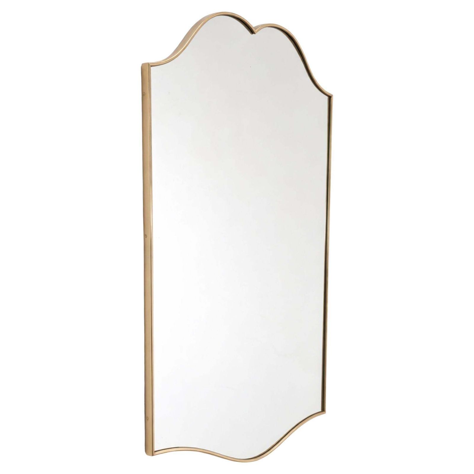 1950s Italian Brass Shield Shaped Mirror In The Style Of Gio Ponti