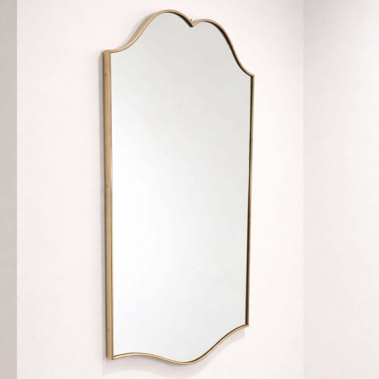 1950s Italian Brass Shield Shaped Mirror In The Style Of Gio Ponti photo for sale