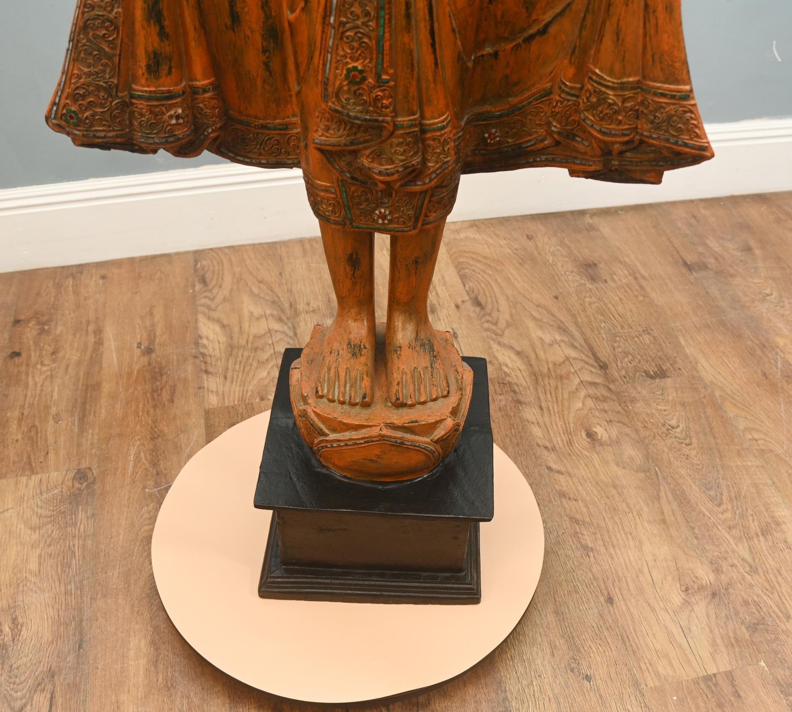 Carved Standing Burmese Buddha Statue Yoga Studio Buddhism photo furniture