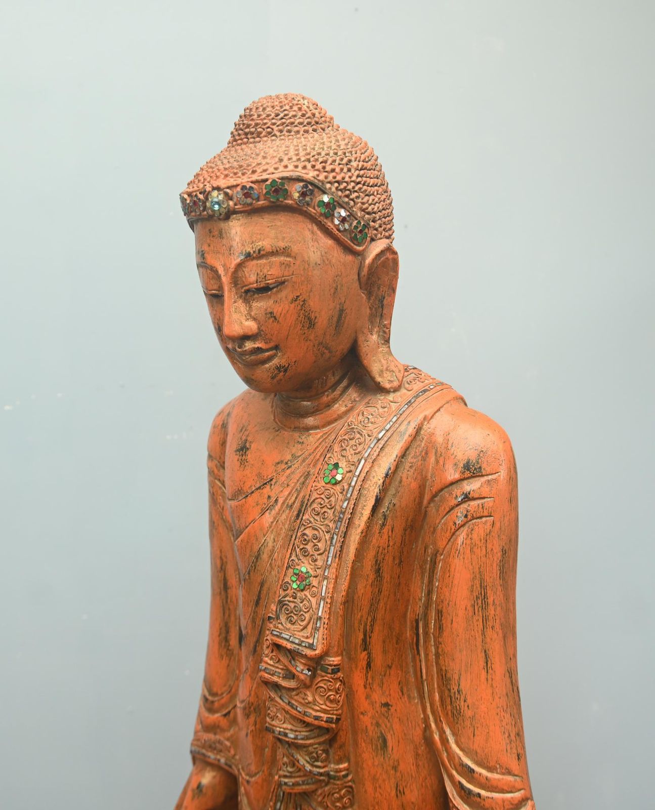 1350.0 Carved Standing Burmese Buddha Statue Yoga Studio Buddhism photo