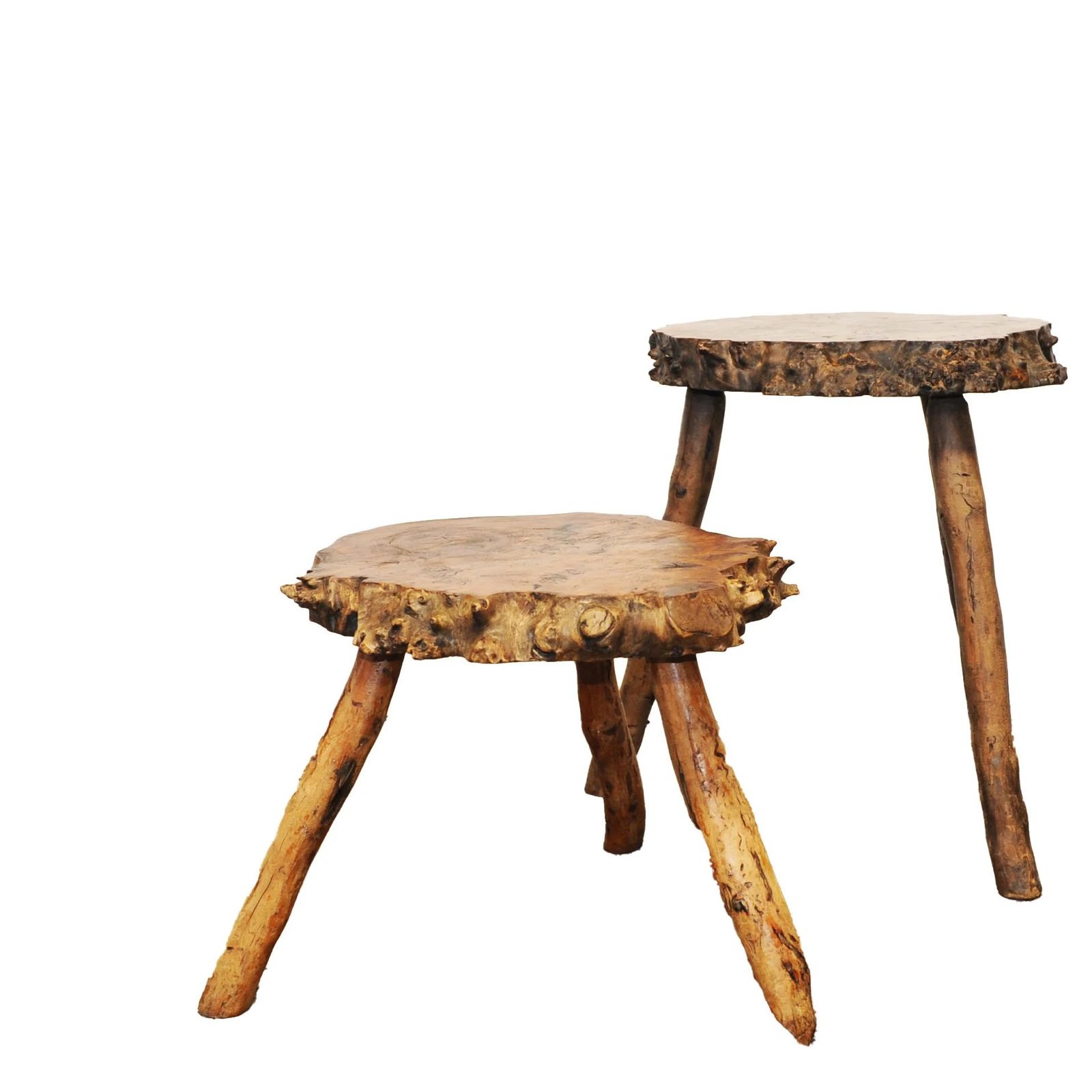Pair Of Organic Sculptural Burr Walnut Coffee/ Side Tables, 1950s