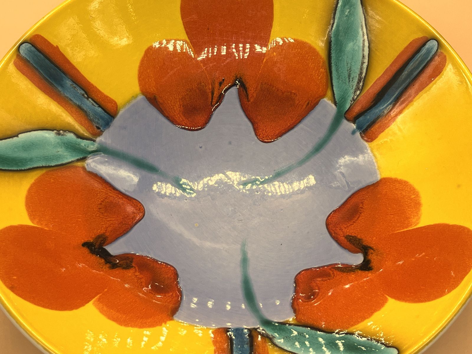 Large Poole Pottery Matisse Design Centerpiece / Bowl Designed By Anita Harris. 13.25" Diameter. photo Home Decor