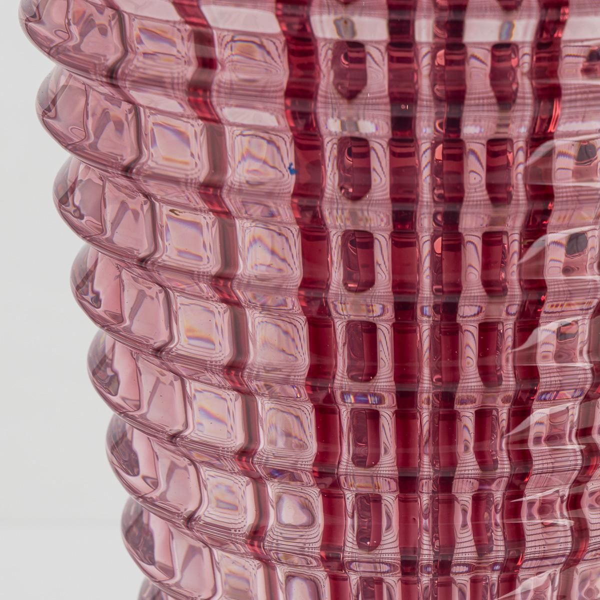 photo furniture 20th Century Baccarat French Crystal Oval Vase, Cut Glass Design