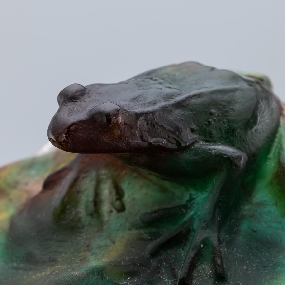 photo for sale 20th Century French La Pâte De Verre Large Frog On Lily Pad By Daum