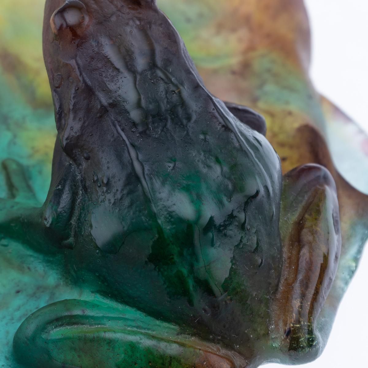 photo buy 20th Century French La Pâte De Verre Large Frog On Lily Pad By Daum